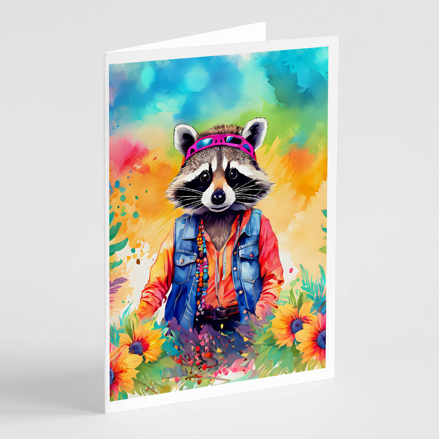 Hippie Animal Raccoon Greeting Cards Pack of 8 Image 1