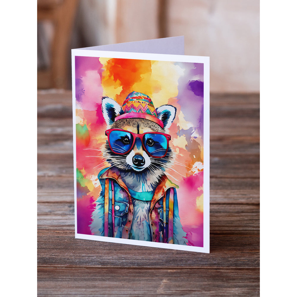 Hippie Animal Raccoon Greeting Cards Pack of 8 Image 2