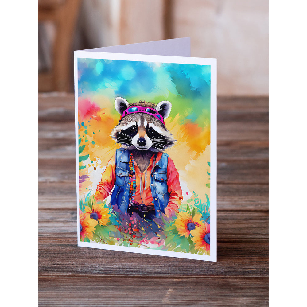 Hippie Animal Raccoon Greeting Cards Pack of 8 Image 2