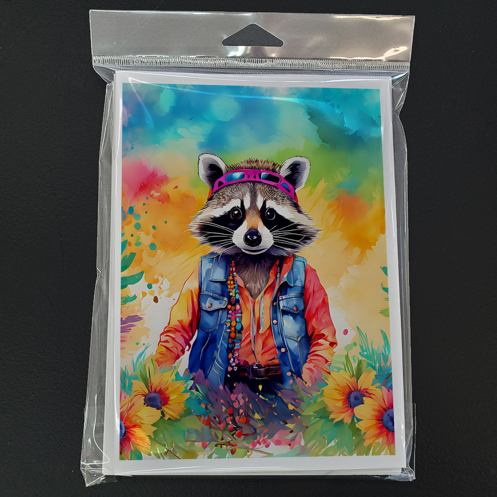 Hippie Animal Raccoon Greeting Cards Pack of 8 Image 3