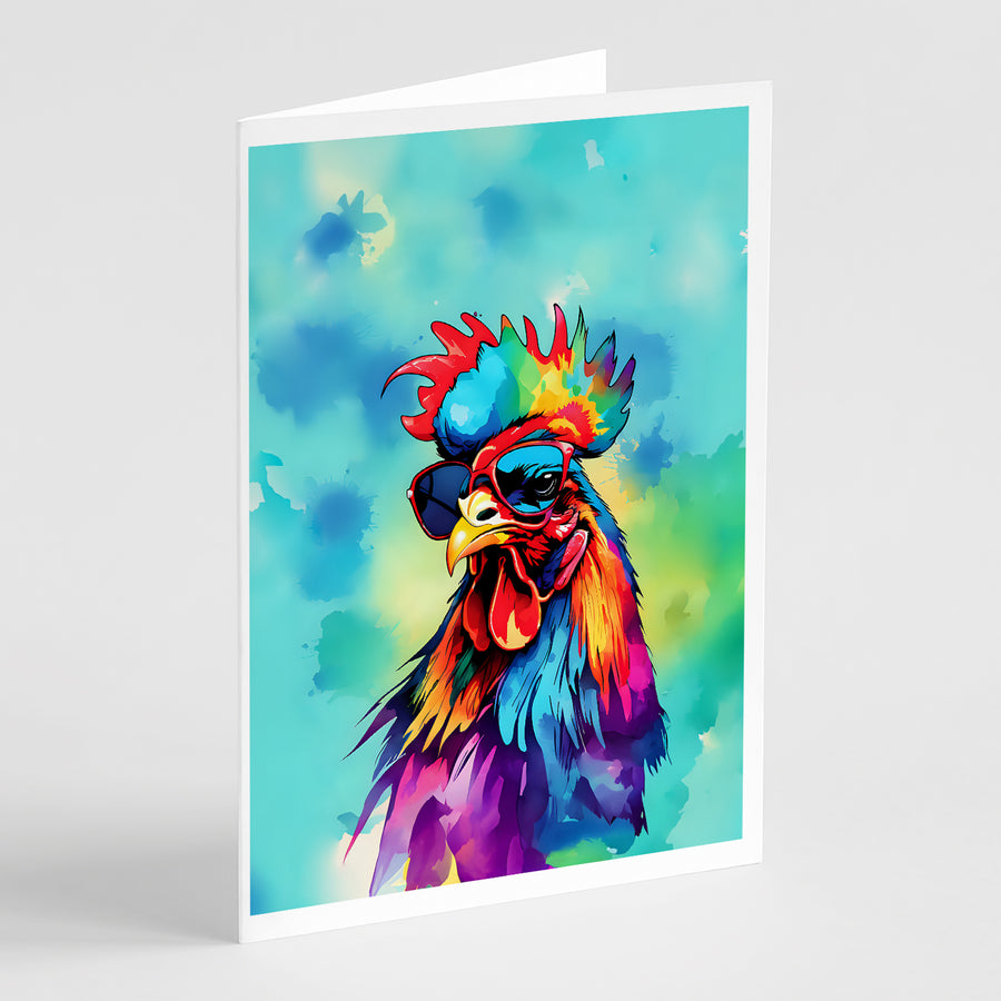 Hippie Animal Rooster Greeting Cards Pack of 8 Image 1