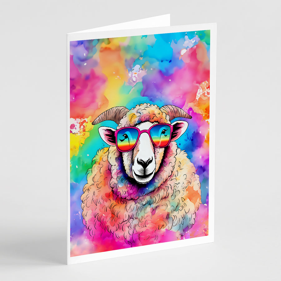 Hippie Animal Sheep Greeting Cards Pack of 8 Image 1