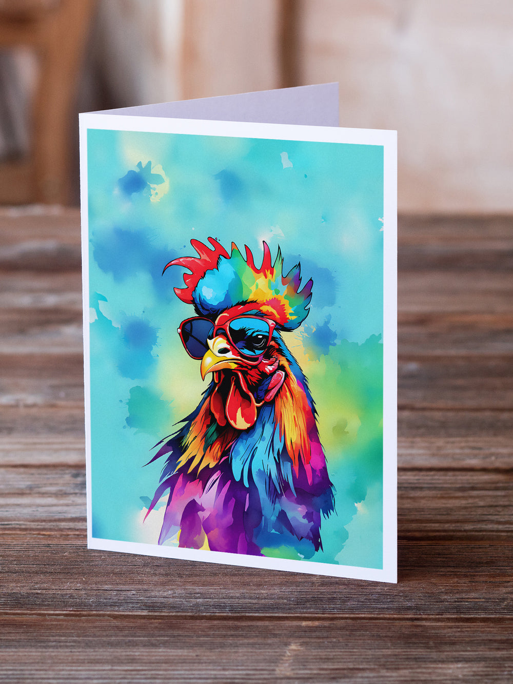 Hippie Animal Rooster Greeting Cards Pack of 8 Image 2