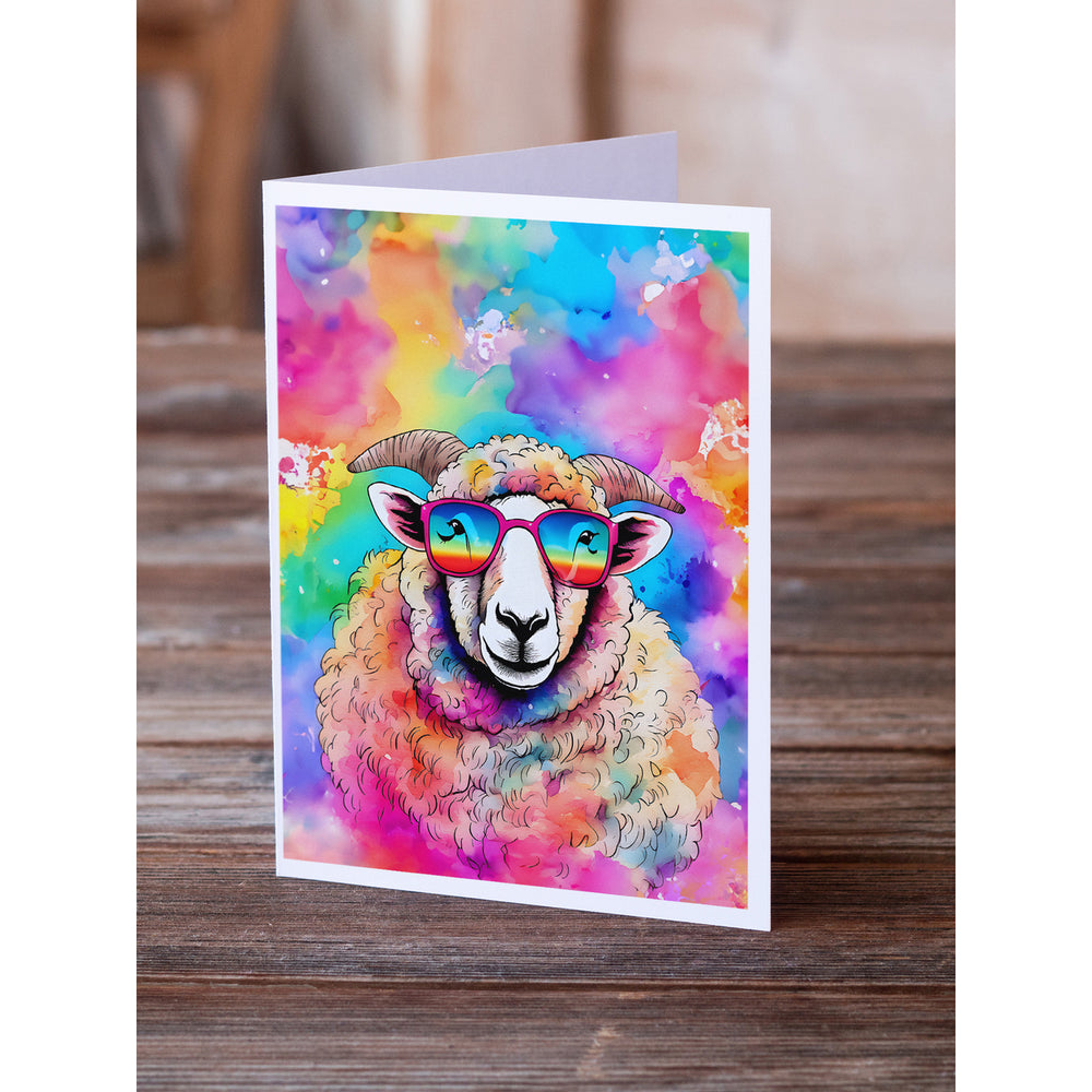 Hippie Animal Sheep Greeting Cards Pack of 8 Image 2