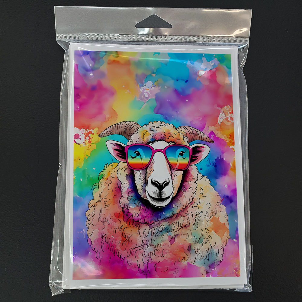 Hippie Animal Sheep Greeting Cards Pack of 8 Image 3