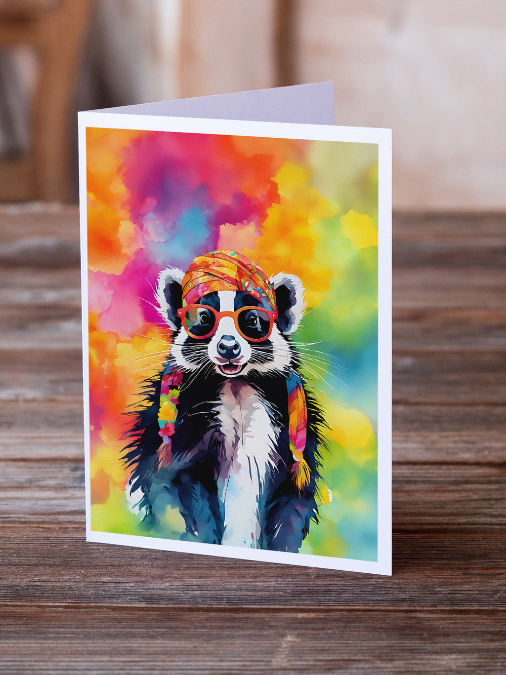 Hippie Animal Skunk Greeting Cards Pack of 8 Image 2