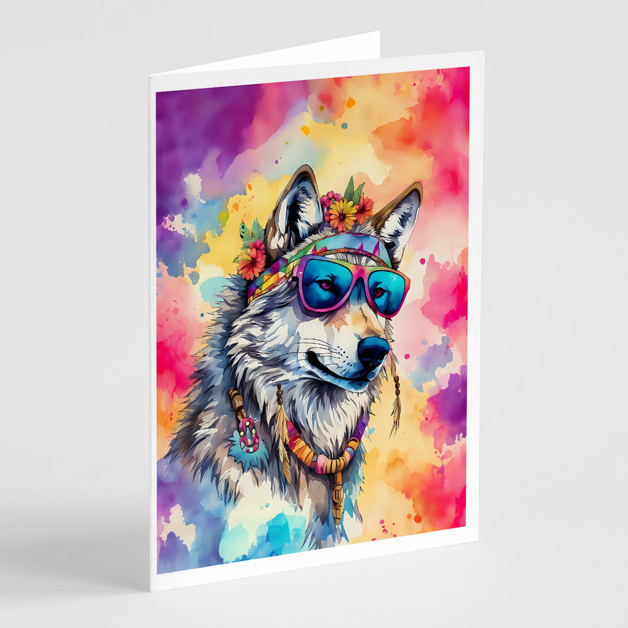 Hippie Animal Wolf Greeting Cards Pack of 8 Image 1