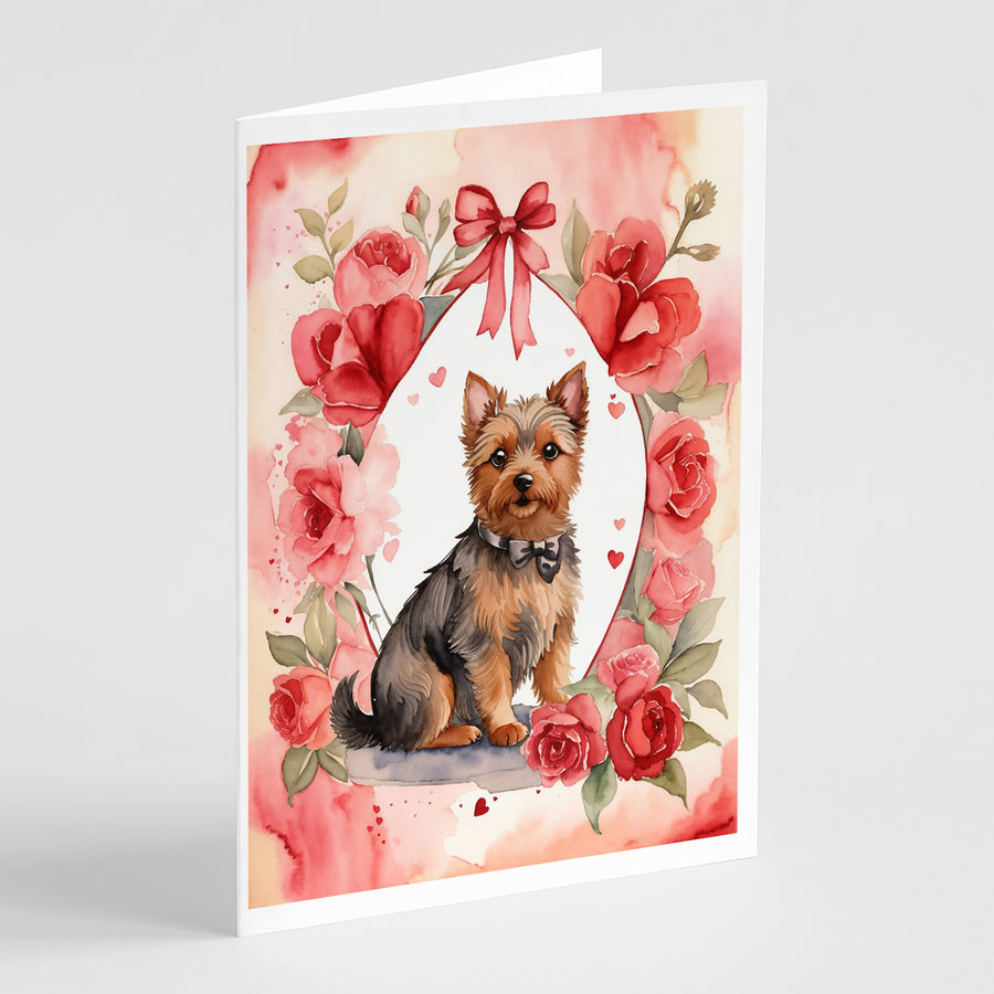 Australian Terrier Valentine Roses Greeting Cards Pack of 8 Image 1