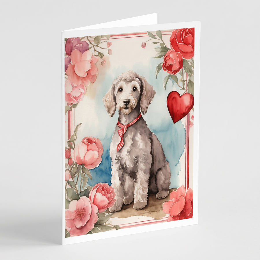 Bedlington Terrier Valentine Roses Greeting Cards Pack of 8 Image 1