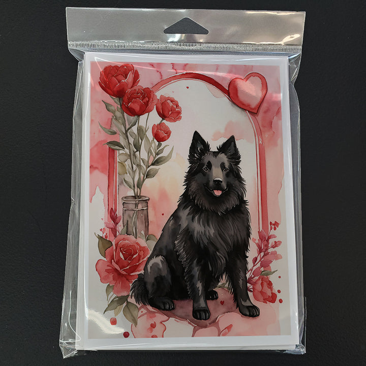 Belgian Sheepdog Valentine Roses Greeting Cards Pack of 8 Image 3