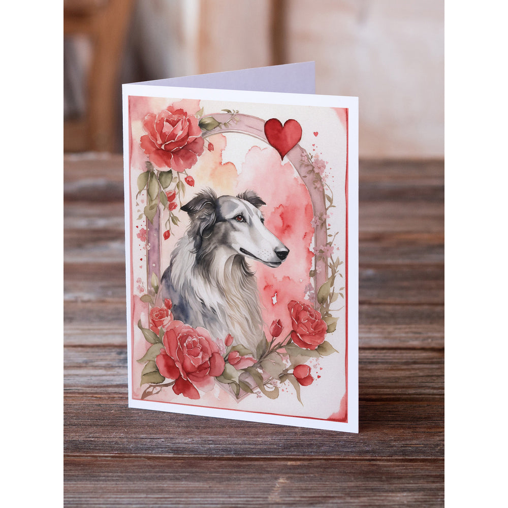 Borzoi Valentine Roses Greeting Cards Pack of 8 Image 2