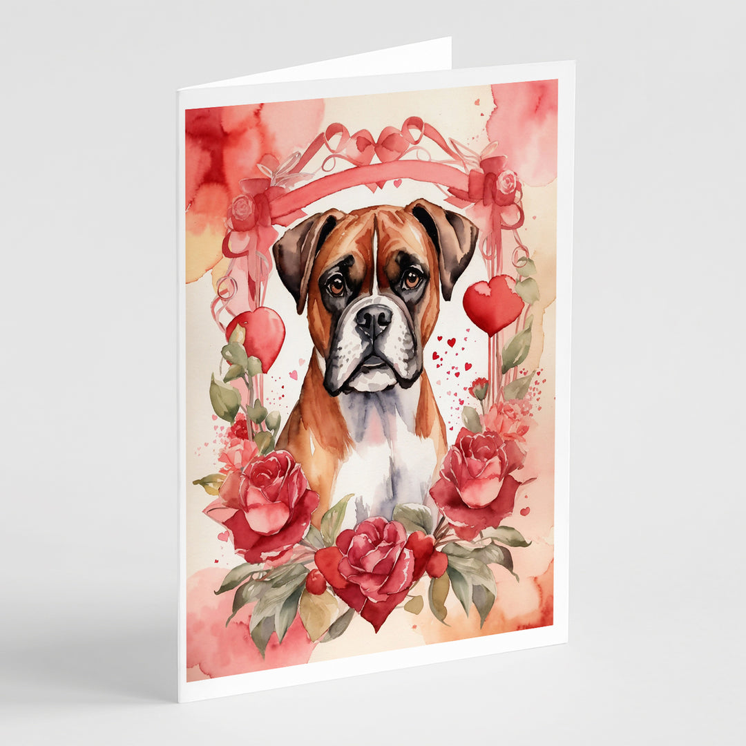 Boxer Valentine Roses Greeting Cards Pack of 8 Image 1