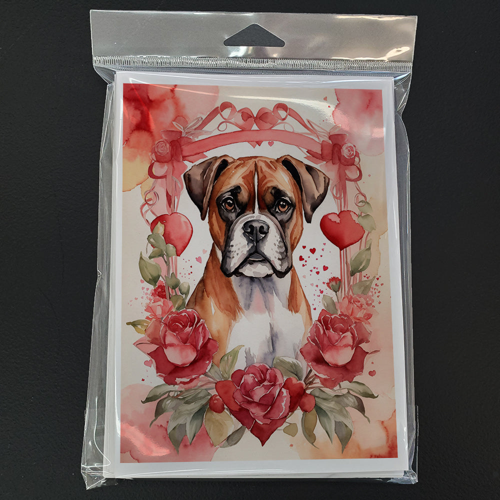 Boxer Valentine Roses Greeting Cards Pack of 8 Image 3