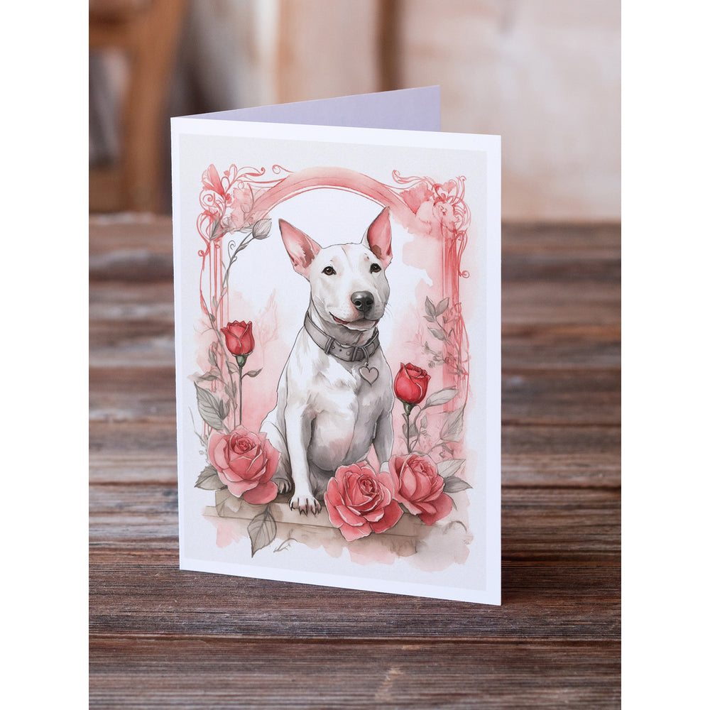 Bull Terrier Valentine Roses Greeting Cards Pack of 8 Image 2