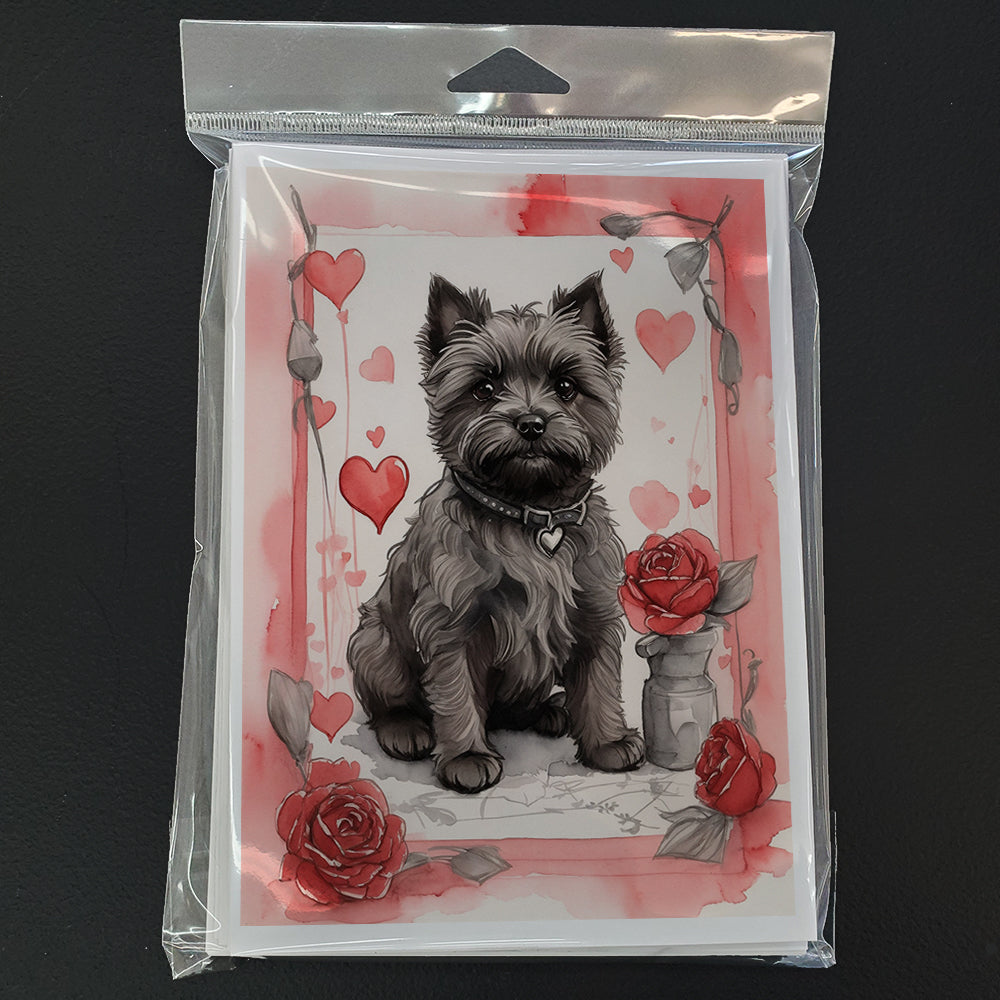 Cairn Terrier Valentine Roses Greeting Cards Pack of 8 Image 3