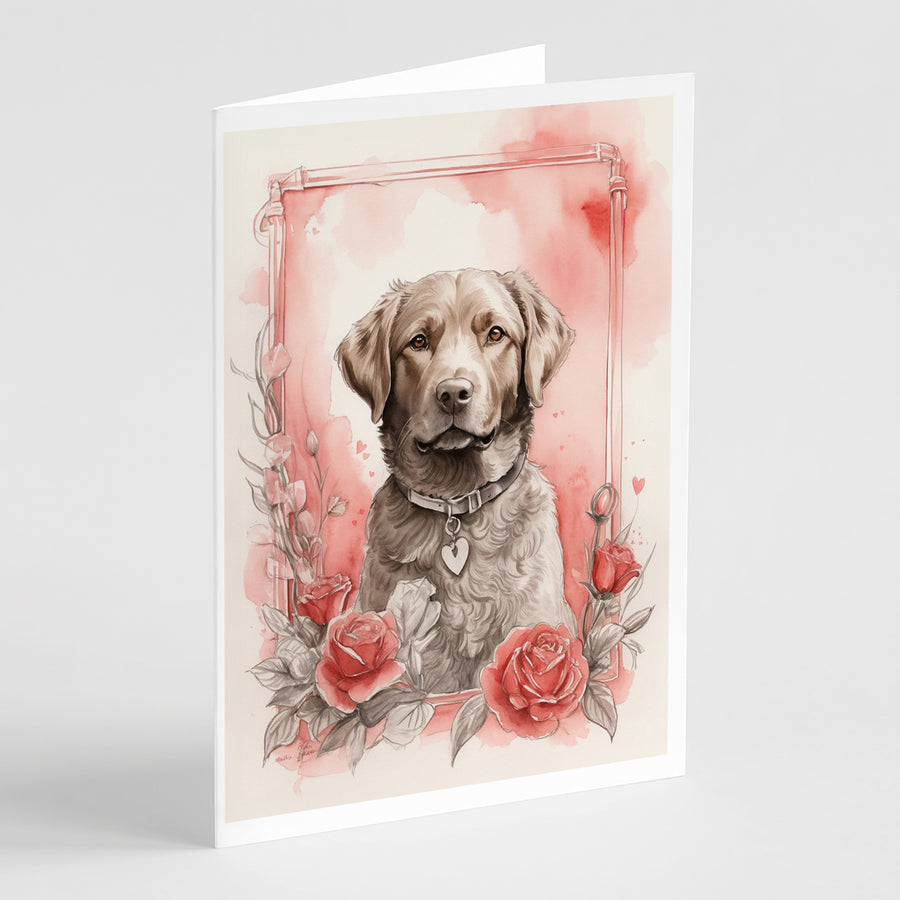 Chesapeake Bay Retriever Valentine Roses Greeting Cards Pack of 8 Image 1