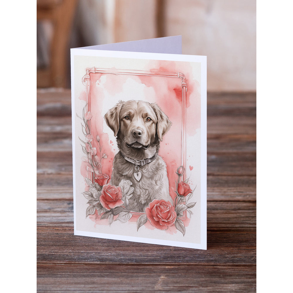 Chesapeake Bay Retriever Valentine Roses Greeting Cards Pack of 8 Image 2