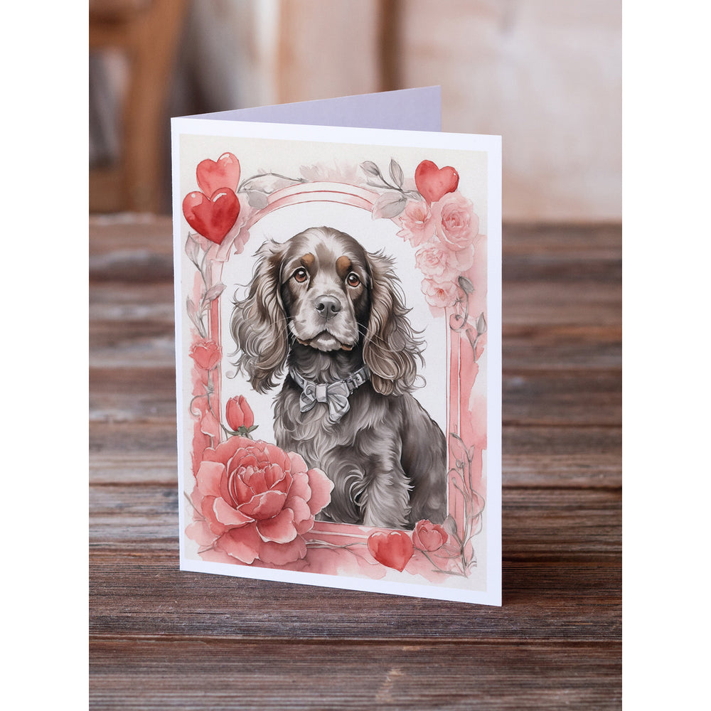 Cocker Spaniel Valentine Roses Greeting Cards Pack of 8 Image 2