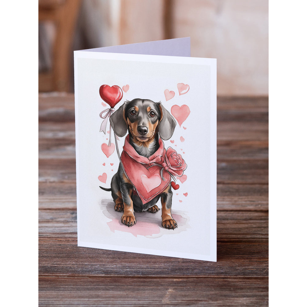 Dachshund Valentine Roses Greeting Cards Pack of 8 Image 2