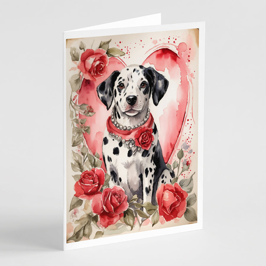 Dalmatian Valentine Roses Greeting Cards Pack of 8 Image 1