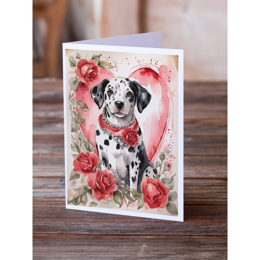 Dalmatian Valentine Roses Greeting Cards Pack of 8 Image 2