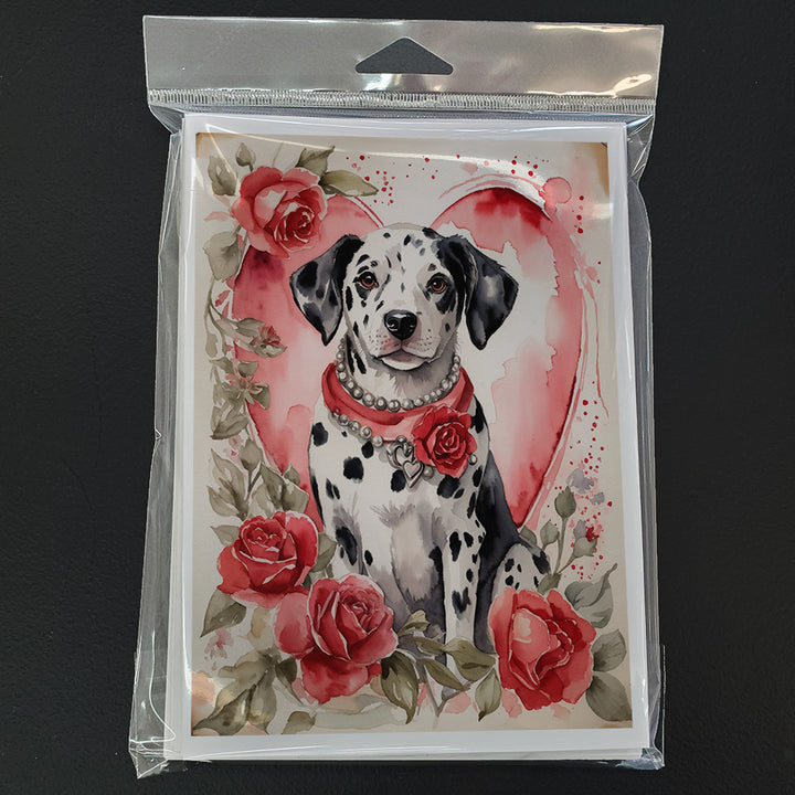 Dalmatian Valentine Roses Greeting Cards Pack of 8 Image 3