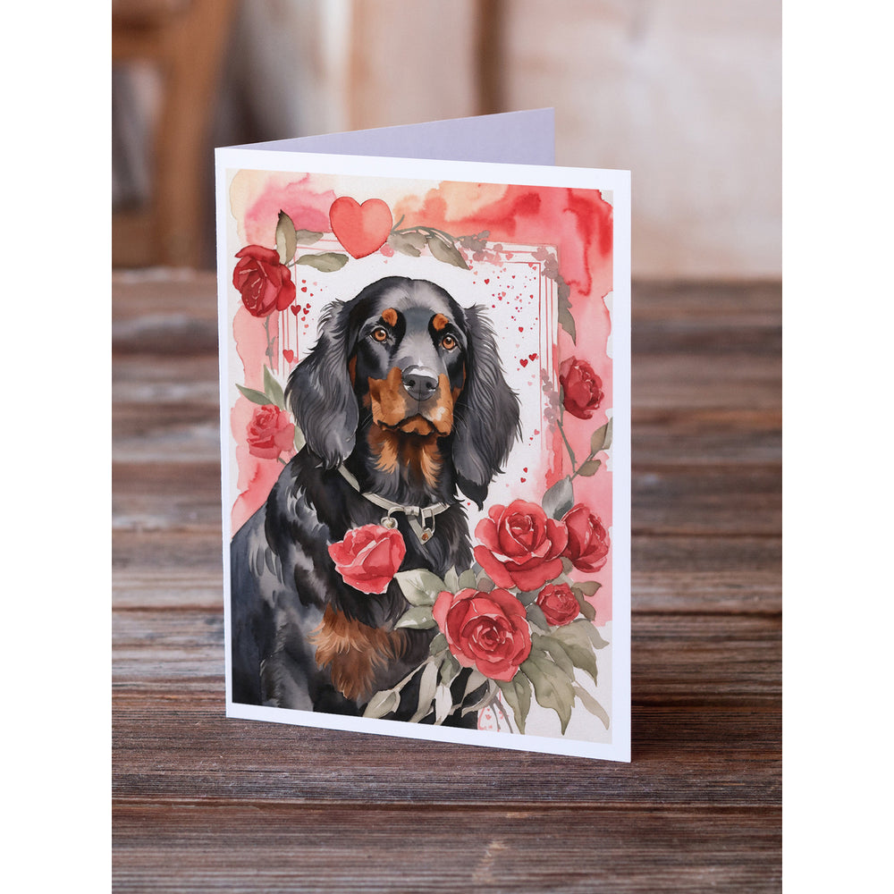 Gordon Setter Valentine Roses Greeting Cards Pack of 8 Image 2