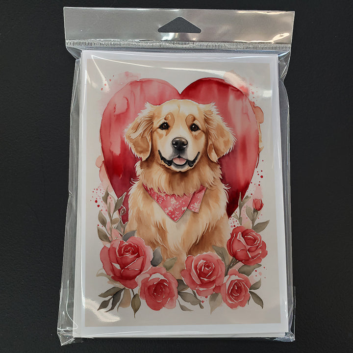 Golden Retriever Valentine Roses Greeting Cards Pack of 8 Image 3