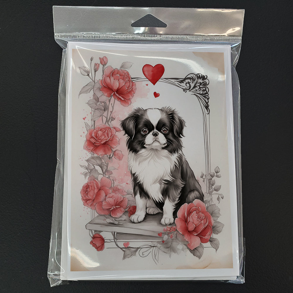 Japanese Chin Valentine Roses Greeting Cards Pack of 8 Image 3