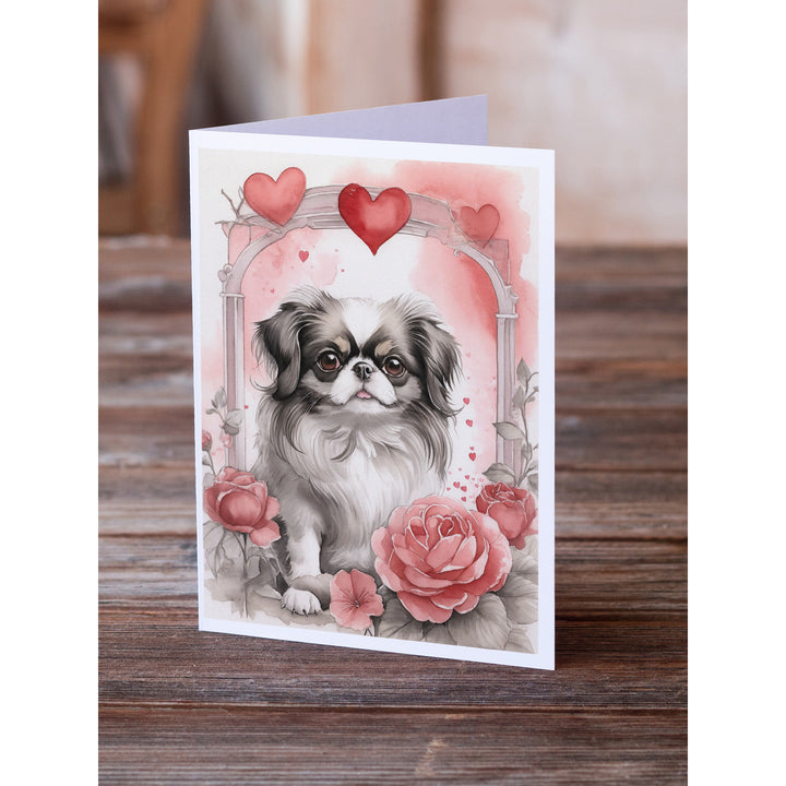 Japanese Chin Valentine Roses Greeting Cards Pack of 8 Image 2