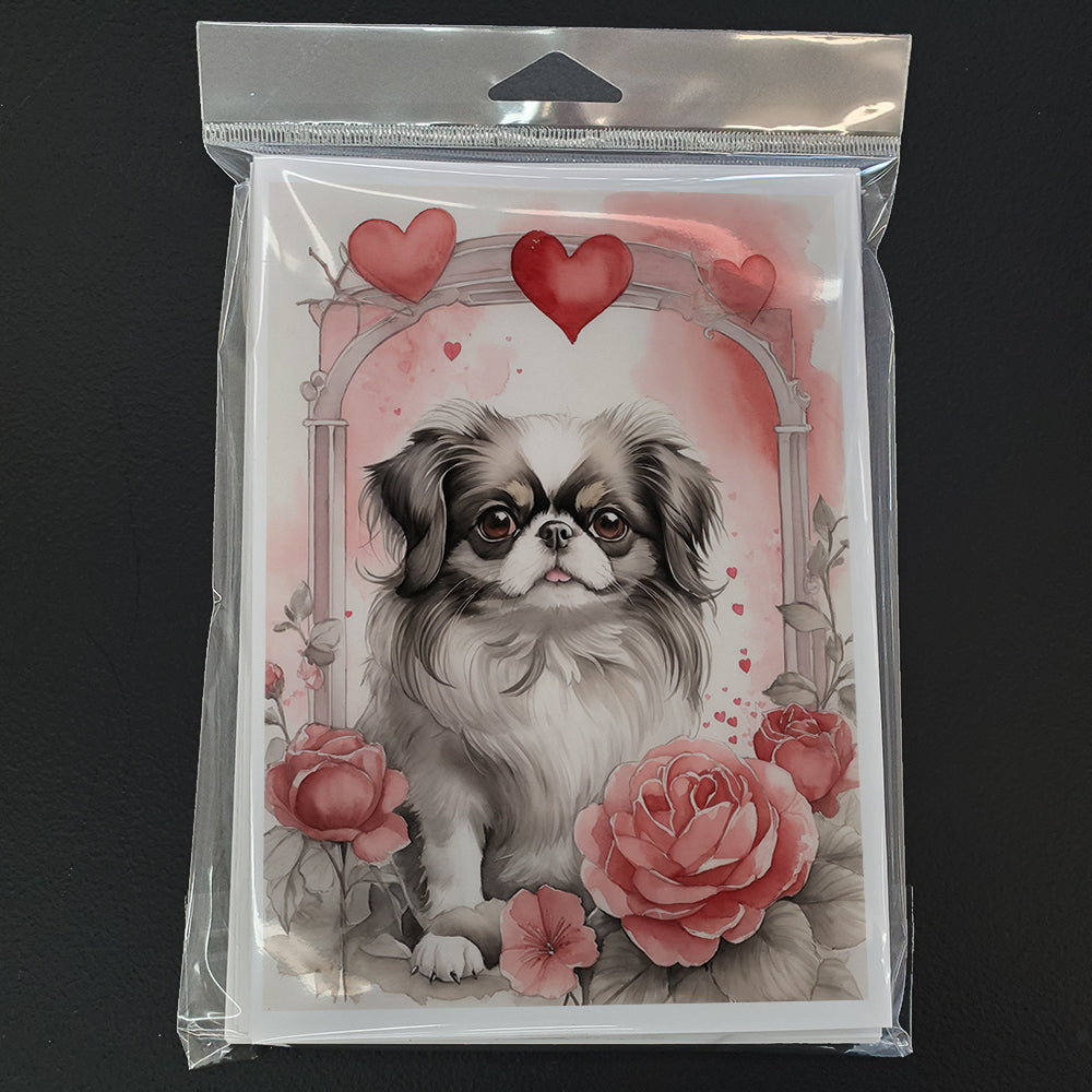 Japanese Chin Valentine Roses Greeting Cards Pack of 8 Image 3