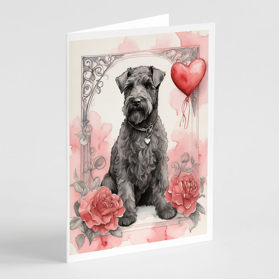 Kerry Blue Terrier Valentine Roses Greeting Cards Pack of 8 Image 1