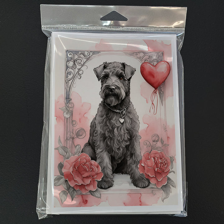 Kerry Blue Terrier Valentine Roses Greeting Cards Pack of 8 Image 3