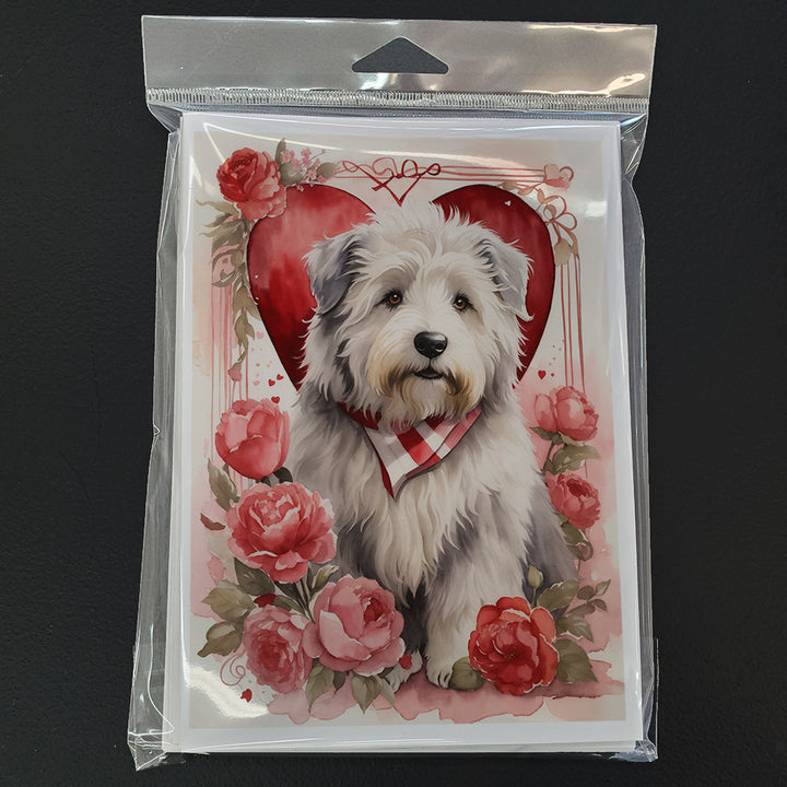 Old English Sheepdog Valentine Roses Greeting Cards Pack of 8 Image 3