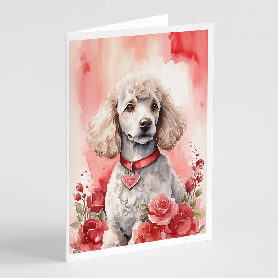 Poodle Valentine Roses Greeting Cards Pack of 8 Image 1