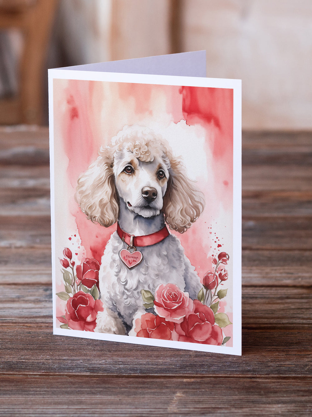 Poodle Valentine Roses Greeting Cards Pack of 8 Image 2