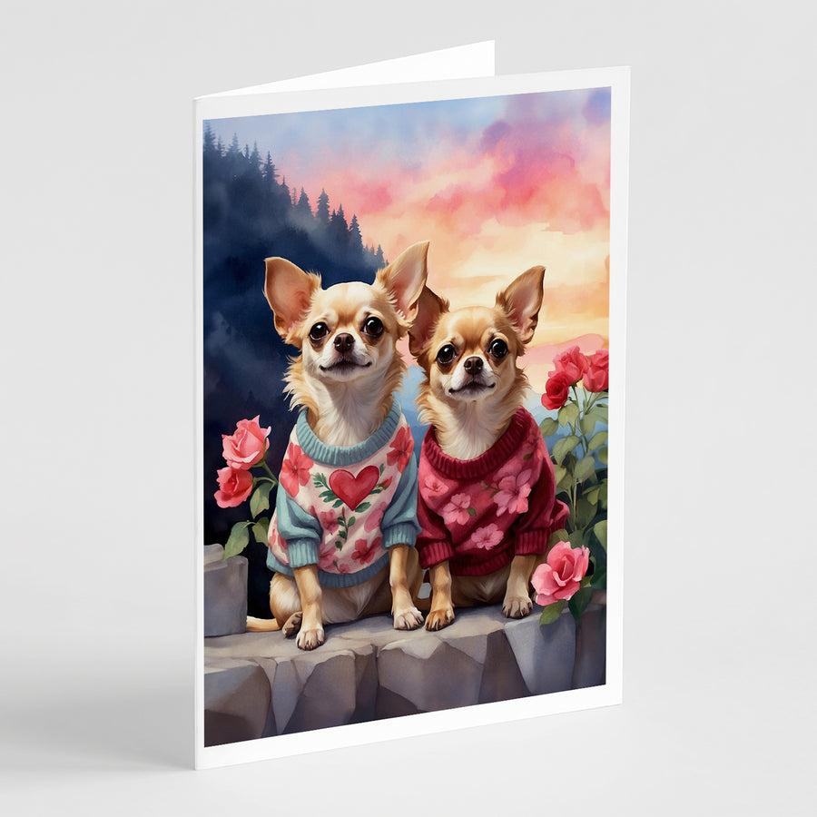 Chihuahua Two Hearts Greeting Cards Pack of 8 Image 1