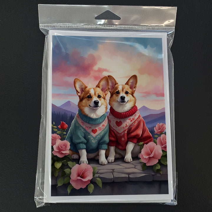 Corgi Two Hearts Greeting Cards Pack of 8 Image 3