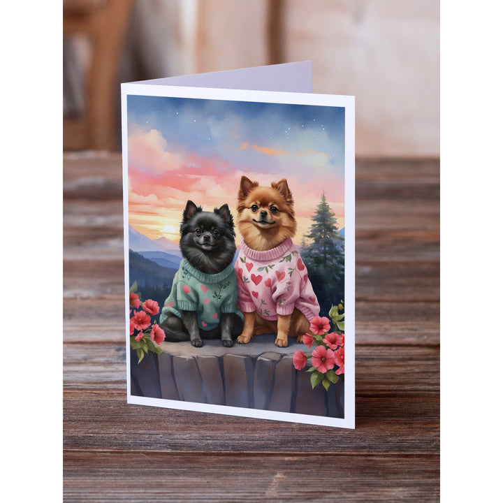 Pomeranian Two Hearts Greeting Cards Pack of 8 Image 2
