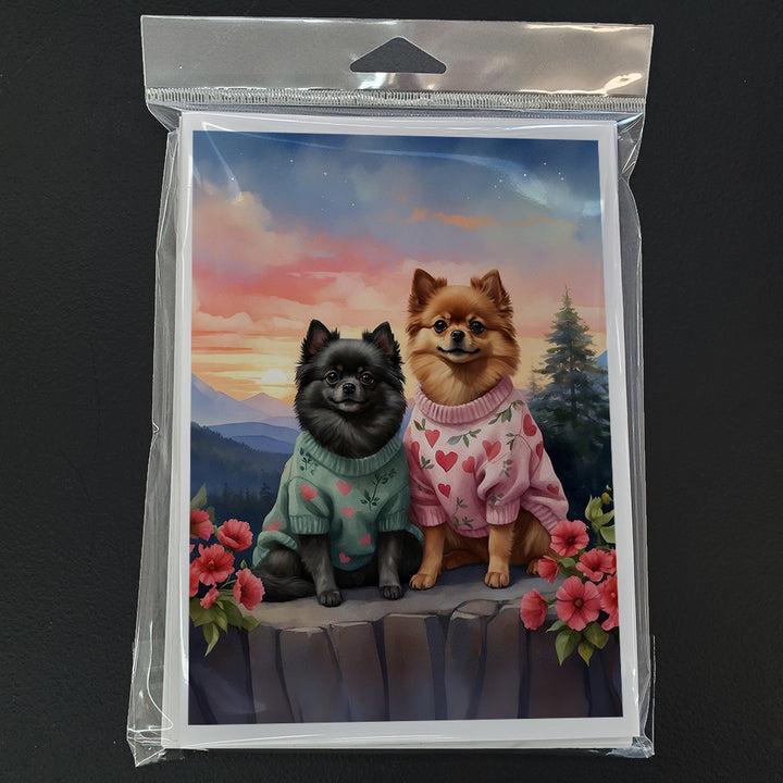 Pomeranian Two Hearts Greeting Cards Pack of 8 Image 3