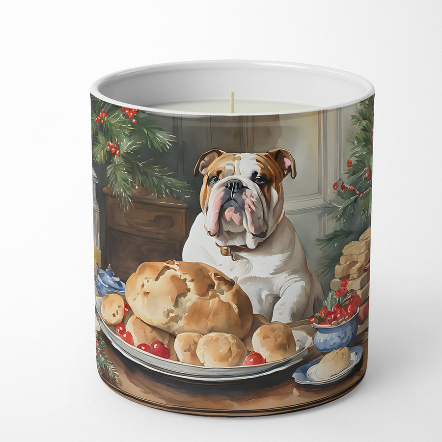 English Bulldog Christmas Cookies Decorative Soy Candle Image 1