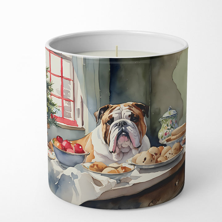 English Bulldog Christmas Cookies Decorative Soy Candle Image 1