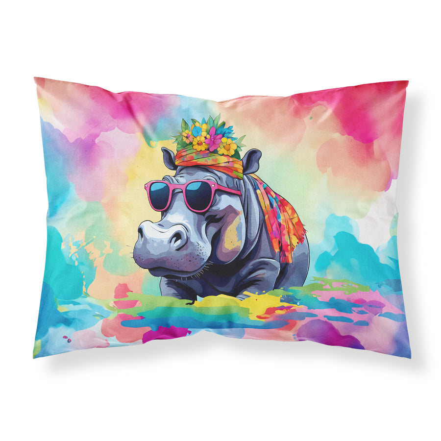 Hippie Animal Hippopotamus Standard Pillowcase Image 1