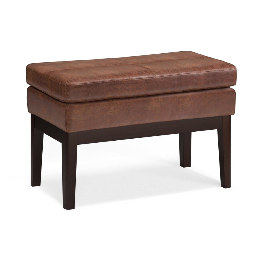 Carlson Small Ottoman Bench Modern Fabric Wood Frame for Entryway Living Room Image 1