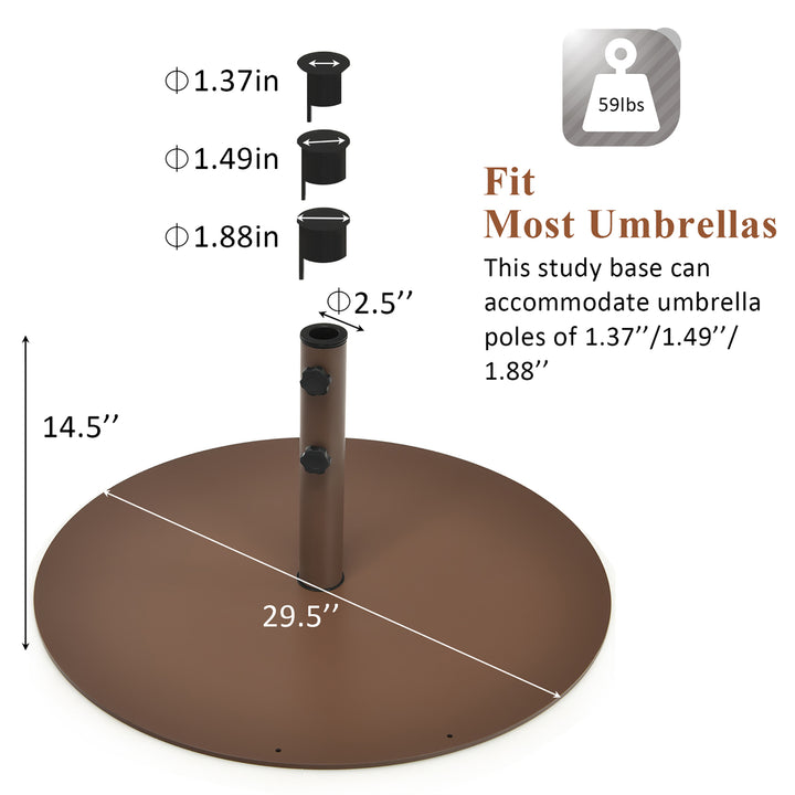 59LBS Patio Umbrella Base Round Umbrella Stand for Backyard Brown Image 2