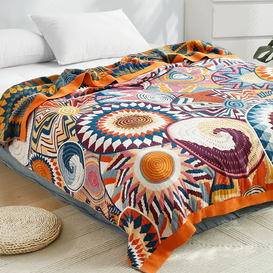 Paisley Muslin All Season Cotton Blanket, Lightweight Throw Blanket for Bedroom Living Room Decor 60"x80" Image 1