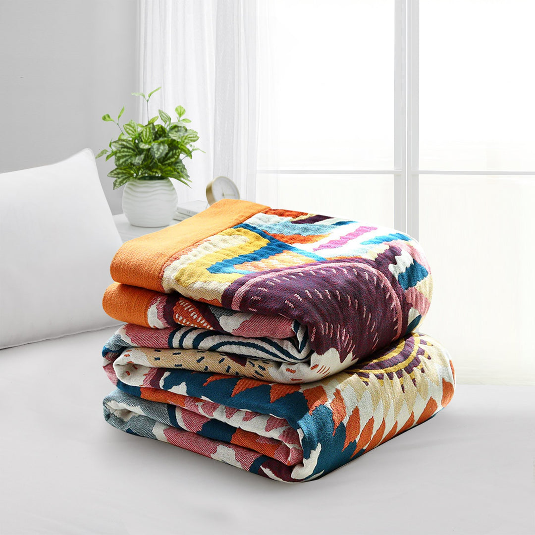 Paisley Muslin All Season Cotton Blanket, Lightweight Throw Blanket for Bedroom Living Room Decor 60"x80" Image 3