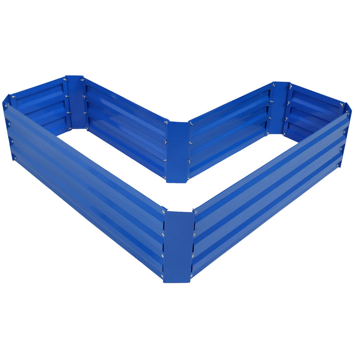 Sunnydaze Galvanized Steel L-Shaped Raised Garden Bed - Blue Image 1