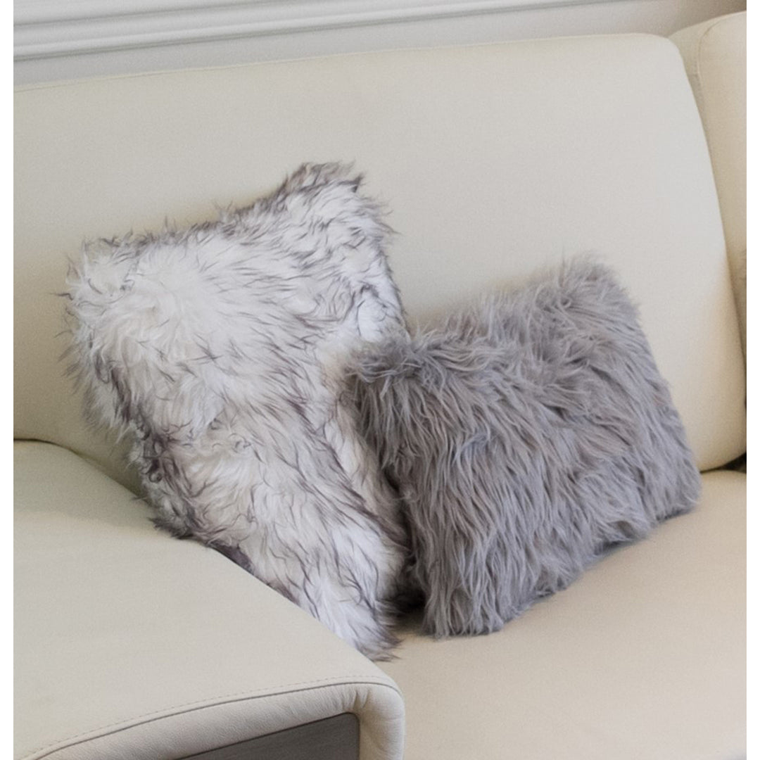 Luxe  Belton Faux faux Pillow  2-Piece  Gradient grey Image 9