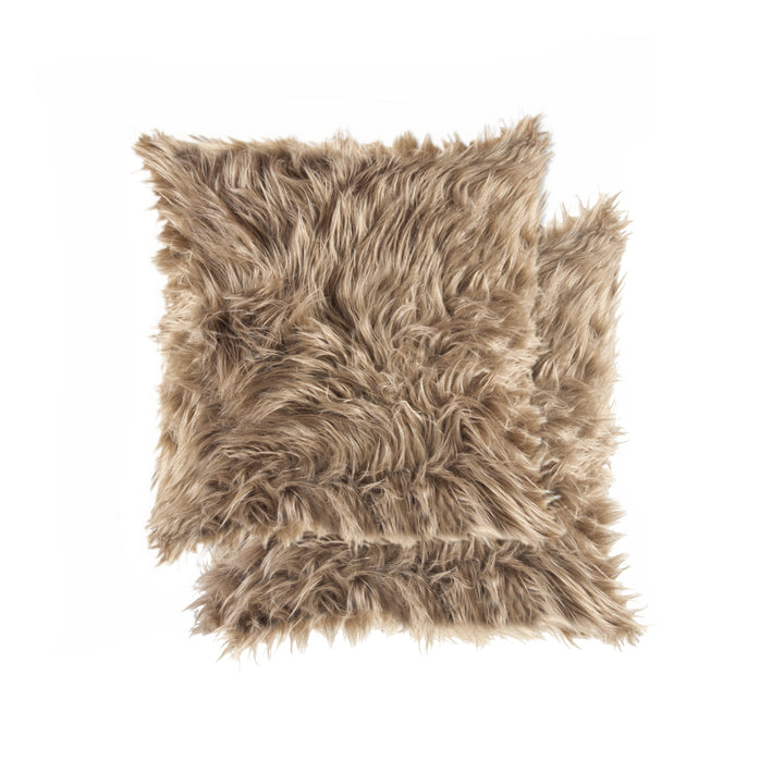 Luxe Faux faux Pillow Tan 12x20 2-Pack Belton Sheepskin Cushion Image 6